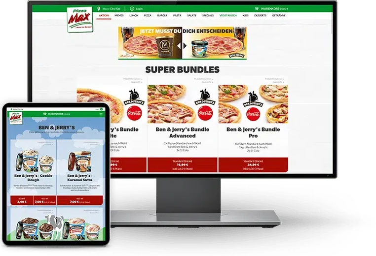 Webshop im Design des Betriebs auf einem Monitor